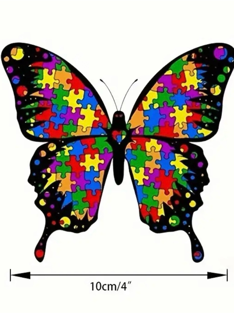 Colorful Puzzle Butterfly Vinyl Sticker - Multi-Color - Picture 3 of 8